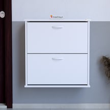 Modilayn Umay Asma Kapı Önü 52 X 74 X 25,5 Cm Lik 2 Düşer Kapak 4 Göz Bölmeli Ayakkabılık Beyaz