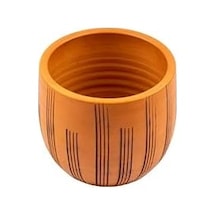 Bitki Tasarımı Ev Dekorasyon Aksesuar Dik Çizgi Desenli Toprak Saksı Saksılık Salon Çiçeklik - 19 Cm 50 x 22