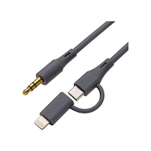 2'si 1 Arada Type-c Ve Lightning To 3.5mm Aux Ses Kablosu - Ios Android Uyumlu Oto Ses Aktarım Adaptörü-al5815