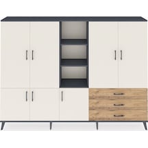 Arges Dolap 11 Raflı 3 Çekmeceli 7 Kapaklı 220x30x163 Antrasit-aytaşı/çam Aytası/atlas Çam - Antrasıt