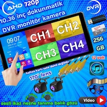 2 Adet Ahd 720p Nesne Tanımalı Sesli İkazlı Kamera 1036 İnç Dvr Dokunmatik Ekran 12 Volt