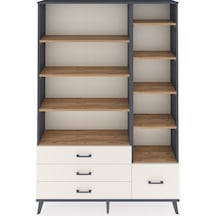 Arges Dolap 9 Raflı 4 Çekmeceli 132x30x195 Antrasit-çam/aytaşı Atlas Çam/aytası