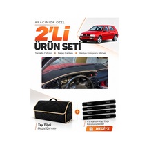 E-biz Volkswagen Golf 3 1991-1997 Uyumlu Torpido Örtüsü + Tay Tüyü Çanta - Siyah-bej - Vw008