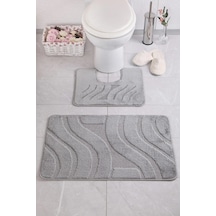 Symphony Platin 2li Banyo Paspası 50x80 40x50 Cm Oyuklu Platin
