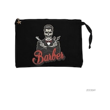 Zepplin Giyim Barber Skull Siyah Clutch Astarlı Cüzdan / El Çantası Siyah