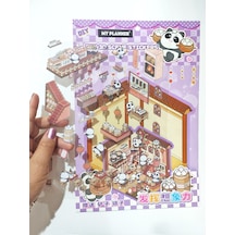 Otantik Restoran İzometrik Sticker Yapım Seti 3d Etiket Yapışkanlı Çıkartma - Panda No:06