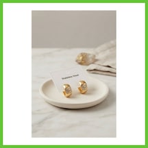 Bezos 316l Çelik Gold Renk Kalın Halka Tasarım Model Küpe Dmc