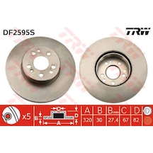 TRW DF2595S Fren Diski Ön Mercedes W140 93-98 Havalı 320Mm