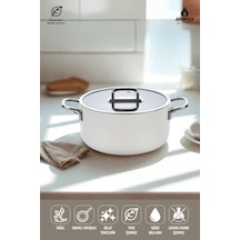 Sera Nova Seramik Yanmaz Yapışmaz Tencere 20 Cm Beyaz Beyaz