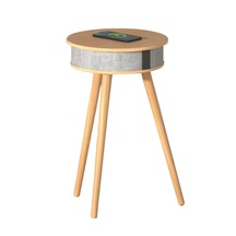 Doppler Barista Ayaklı Sehpa Hoparlör, Bluetooth Kit Ve Kablosuz Şarj Özellikli Açık Kahverengi - Ahşap