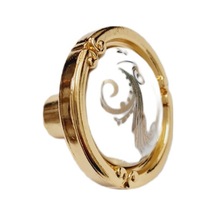 Porselen Düğme Kulp Metal Gold Motifli / 5 Adet Beyaz