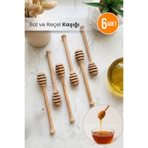 6 Adet - Ahşap Bal Ve Reçel Kaşığı Kavanozluk