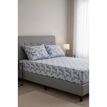 Üntaş Life Mavi Tüy 160x200 Çift Kişilik Lastikli Çarşaf+2 Adet Yastık Kılıfı Ecmavitüy160