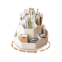 Ganzhoushop Döner Kalemlik, 9 Bölmeli Masaüstü Depolama, Geliştirilmiş Büyük Kapasite 360 Derece Dönüş, Kalemleri, Renkli Kalemleri, Çeşitli Kırtasiye Malzemelerini Tutabilir W'den Uzak