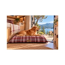 Kedi Ve Köpek Yer Minderi Üst Kalite Yıkanabilir Kılıflı Fermuarlı Boncuk Elyaf Kaydırmaz Taban Kedi Ve Köpek Yatağı Kırmızı Ekose 1717175175
