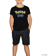 Pokemon Go Siyah Çocuk Tişört