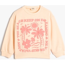 Koton Sweatshirt Uzun Kollu Bisiklet Yaka Yaz Temalı Pamuklu Turuncu 4skg10148ak 4SKG10148AK201 Turuncu