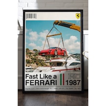 Ferrari F40 Siyah Ahşap Çerçeveli Poster, Dekoratif Araba Duvar Tablosu