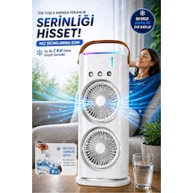 Çift Fanlı 1800 Mah Bataryalı 6000 Rpm 3 Kademeli Masaüstü Taşınabilir Sprey Fan Vantilatör Pervane