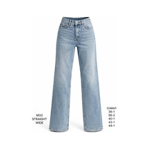 Miss Poem Kadın Mavi Straight Wide Jean Pantolon