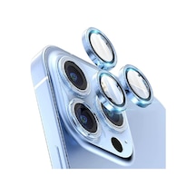 Apple Uyumlu iPhone 13 Pro Max Kamera Camı Lens Koruyucu Halka Set Sierra Mavi