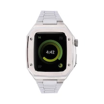 Apple Watch 44mm Uyumlu Metal Petek Kasalı Kordon - Gümüş