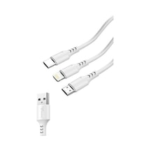3 In 1 Type C Micro Usb Başlıklı 3Lü Şarj Kablosu