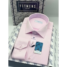 Fitmens Klasik Uzun Kol Cepsiz Likralı Rahat Kumaş Erkek Gömlek Fs-004517 - Pembe-3188