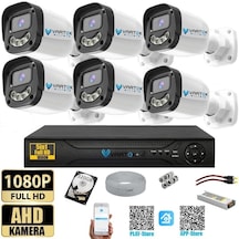 6 Kameralı Full HD Güvenlik Kamera Seti 320GB HDD 5MP Gece (Renkli) Görüşlü - Sabit IP Gerektirmez
