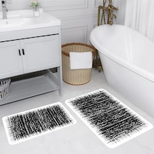 Rovigo Home Baskılı Kaymaz Taban 2 Li Banyo Paspas Takım Rvg5148-100X60-60X50 Çok Renkli