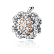 Dört Yapraklı Yonca Zirkon Boncuklu S925 Ayar Gümüş Dıy Bilezik Aksesuarları Çok Renkli