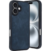 Mey İthalat İphone 16 Kılıf Aras Deri Kapak - Lacivert Diğer