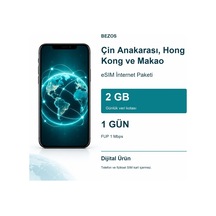 Çin Anakarası, Hong Kong Ve Makao Esım İnternet Paketi Günlük 2 Gb 1 Gün - Fup 1 Mbps
