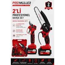 Pro Müller Profesyonel 21 V Çift Akülü Çelik Şanzıman Dal Budama Makası & Dal Budama Testeresi 2 Li Set