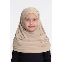 Hürrem Bone Bej Pratik Hazır Geçmeli Çocuk Tesettür Bone Sandy Kumaş Kendinde Bej