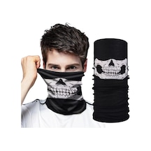 Siyah Renk Dikişsiz Çok Fonksiyonlu Çene Kafatası Yüz Maskesi Baf Buff Bandana Boyunluk Bileklik