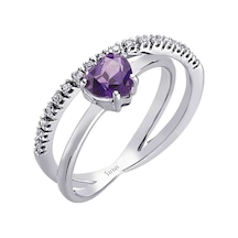 Sirius G Renk Pırlanta ve Kalp Ametist Taşlı Yüzük 0801R0027