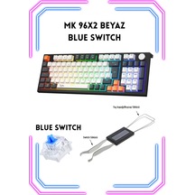 Mkp98-10 Farklı Rainbow-mekanik Gaming Klavye-beyaz Blue Swıch Bab Kombinasyon