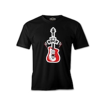 Let's Rock Red Guitar Siyah Erkek Tshirt 001