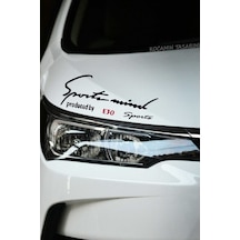 Bmw E30 Sport Mind Şeritli Far Sticker Siyah Zemin Kırmızı Yazı Araca Özel E30 Yazılı Siyah & Kırmızı