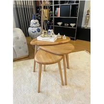 Fawdecor 3'lü Zigon Sehpa %100 Organik Kayın Ağacı