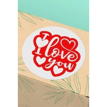 90 Adet I Love You Kalpli Etiketi Kırmızı Beyaz 3x3cm St2038 Çok Renkli