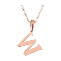 Kuyumcudukkani Zincirli Rose Altın Renk "w" Harfli Kolye Rose Gold