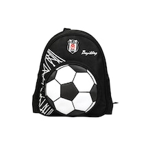 Beşiktaş Lisanslı 3d Futbol Topu Baskılı Anaokulu Çantası - 2 Bölmeli Küçük Boy Sırt Çantası Siyah - Beyaz