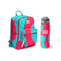 Coral High Neon Mercan Turkuaz Sırt Çantası 23685+ Termos 88545 Çok Renkli