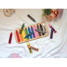 Ahşap Pastel Boya Ingilizce Renk Eşleştirme Oyunu Puzzle