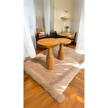 Wood Ahşap 2'li Set Mantar Yan Sehpa Modern Fiskos / Tik Ağacı Renk / Zigon Sehpa Vernikli Tik Ağacı