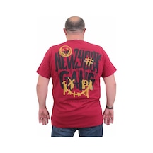 Moc Grande Mocgrande Erkek Büyük Beden Sıfır Yaka Tişört Gang 24132 Bordo-Bordo