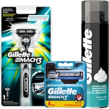 Gillette Mach3 Tıraş Makinesi 1 Up + Yedek Tıraş Bıçağı 4'lü + Tıraş Köpüğü 200 ML