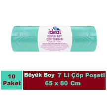 İdeal Çöp Poşeti Büyük Boy Yeşil 10 x 7'li 65 x 80 CM